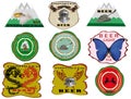 Illustration of various beer-themed stickers isolated on a white background