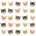 Illustration of various faces of kittens Royalty Free Stock Photo