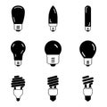 Light bulbs silhouette set. Vector illustration