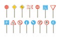 Vector Illustration of various road signs on a white background. Set of road signs.