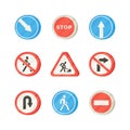 Illustration of various road signs isolated on a white background. Set of road signs.