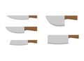 Illustration of various shapes of sharp knives
