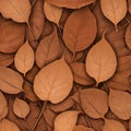 illustration of various-sized, brown leaves with veins arranged together