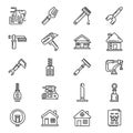 Illustration of various tools and home construction elements, showcasing a range of equipment and architectural designs Royalty Free Stock Photo