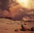 Dust storm approaching on Planet Mars Royalty Free Stock Photo