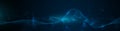 Illustration vector abstract wave, flow line, motion pattern and particle dot on dark blue background
