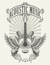Illustration vector acoustic guitar pattern logo