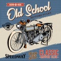Illustration Vector American Vintage Motorcycle. The Old School Bike