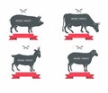 Set of labels, badges and design elements/ pork, beef, milk Royalty Free Stock Photo