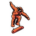 illustration vector of astronaut skateboarding