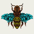 bee insect with antique ornament style