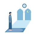 Illustration vector of while rising position pray muslim