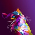 Colorful cat pop art portrait halloween looking vector illustration