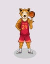 Illustration vector cat basket player Royalty Free Stock Photo