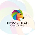 Illustration Vector colorful lion`s head logo Design Template. Royalty Free Stock Photo