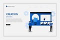 Illustration vector Creation process creative landing page Royalty Free Stock Photo