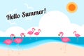 Illustration vector of cute flamingos on the beach. Royalty Free Stock Photo