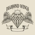 Illustration vector diamond wings logo Royalty Free Stock Photo