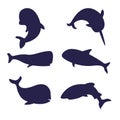 Illustration vector of different kinds of Fish Silhouette Royalty Free Stock Photo