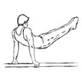 Illustration vector doodle hand drawn of male Handstand