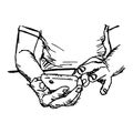 Illustration vector doodle hand drawn of rough sketch hand using