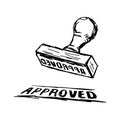 Illustration vector doodle hand drawn of sketch Approved Stamp w Royalty Free Stock Photo