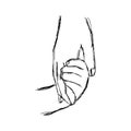 Illustration vector doodle hand drawn sketch of parent holds the