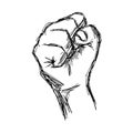 Illustration vector doodle hand drawn of sketch raised fist, pro