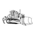 Illustration vector doodles hand drawn loader bulldozer excavato Royalty Free Stock Photo