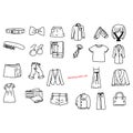 Illustration vector doodles hand drawn objects in dressing room Royalty Free Stock Photo