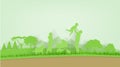 Illustration vector of ecology green world environment and happiness family Royalty Free Stock Photo