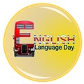 English Language Day with Routemaster bus as a background