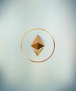 Illustration vector of ethereum logo with long shadow on blurred backgroung