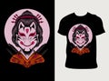 Geisha woman with mask on t shirt design