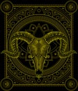 Illustration vector goat skull with sacred geometry