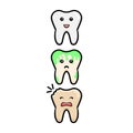 Illustration vector graphic of white and clean teeth, dirty teeth, and cavities