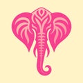 Illustration vector graphic of aesthetically patterned pink elephant head. Royalty Free Stock Photo
