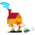 Vector illustration of attractive house character design that is being cleaning area