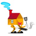 Illustration vector graphic of attractive house character design who learning cooking