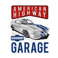 Illustration Vector Graphic Automotive American Muscle Highway Garage Poster Royalty Free Stock Photo