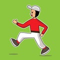 Illustration vector graphic of baseball, boy running for the next base. Royalty Free Stock Photo