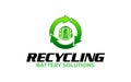 Illustration vector graphic of battery recycling, eco green recycling logo design template Royalty Free Stock Photo