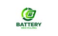 Illustration vector graphic of battery recycling, eco green recycling logo design template Royalty Free Stock Photo