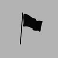 An illustration vector graphic of black waving flag with pole