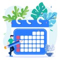 Illustration vector graphic cartoon character of agenda and schedule of events on the calendar