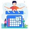 Illustration vector graphic cartoon character of agenda and schedule of events on the calendar