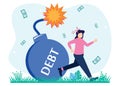 Illustration vector graphic cartoon character of debt burden