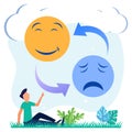 Illustration vector graphic cartoon character of feeling sad to happy Royalty Free Stock Photo