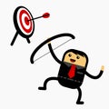 Illustration vector graphic cartoon character of flat cute chibi kawaii businessman shot a target.