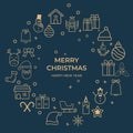 Gold christmas icons elements